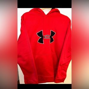 Men’s Under Armour Hoodie Cold Gear Men Red Black Polyester Long Sleeve Size M